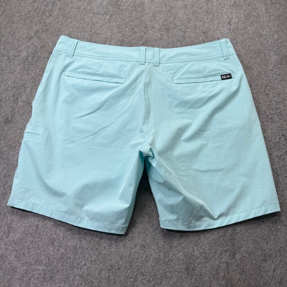 Pelagic Mako Hybrid Fishing Shorts Men 40 Blue Solid Stretch Performance 8" - Picture 7 of 14